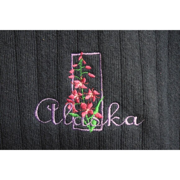 VTG 90s Sz M Grandma Cozycore Sweater Alaska Turtleneck Flower Normcore Oversize - Picture 2 of 8